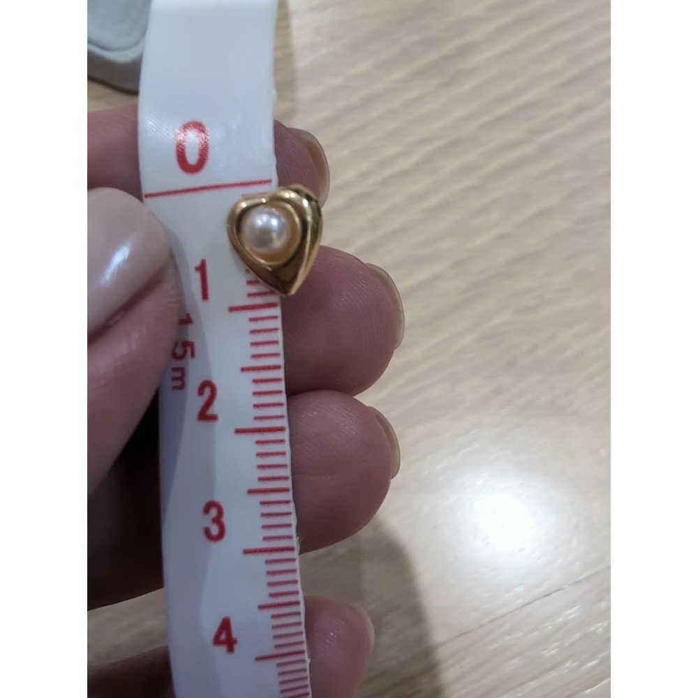 Vintage 1990s 14K Gold Cultured  Pearl Heart Earrings In Box - Picture 9 of 13